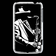 Coque HTC Wildfire G8 Saxophoniste en noir et blanc 2