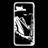 Coque iPhone 5C Saxophoniste en noir et blanc 2