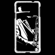Coque Samsung Galaxy Alpha Saxophoniste en noir et blanc 2
