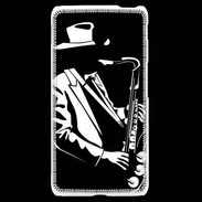 Coque LG F6 Saxophoniste en noir et blanc 2