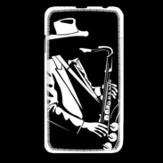 Coque HTC Desire 516 Saxophoniste en noir et blanc 2