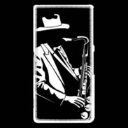 Coque Sony Xperia Z3 Compact Saxophoniste en noir et blanc 2