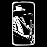 Coque HTC Desire 310 Saxophoniste en noir et blanc 2