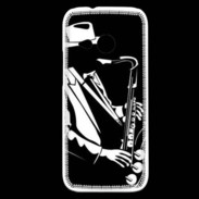 Coque HTC One Mini 2 Saxophoniste en noir et blanc 2