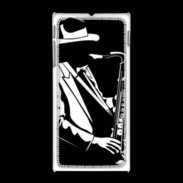Coque Sony Xpéria J Saxophoniste en noir et blanc 2