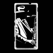 Coque Sony Xpéria SP Saxophoniste en noir et blanc 2