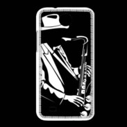 Coque HTC Desire 300 Saxophoniste en noir et blanc 2