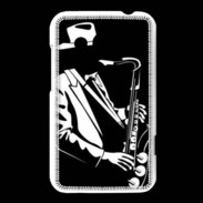 Coque HTC Desire 200 Saxophoniste en noir et blanc 2