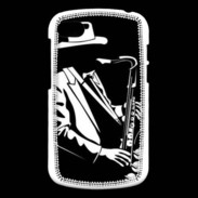 Coque Blackberry Q10 Saxophoniste en noir et blanc 2