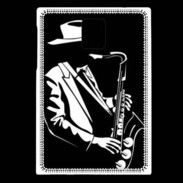 Coque Blackberry Passport Saxophoniste en noir et blanc 2