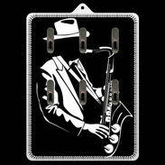 Porte clés Saxophoniste en noir et blanc 2