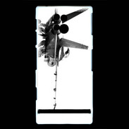 Coque Sony Xperia P Avion de chasse F18 en noir et blanc