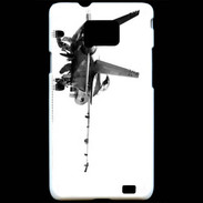 Coque Samsung Galaxy S2 Avion de chasse F18 en noir et blanc