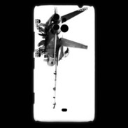 Coque Nokia Lumia 1320 Avion de chasse F18 en noir et blanc