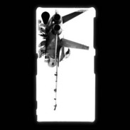 Coque Sony Xpéria Z1 Avion de chasse F18 en noir et blanc