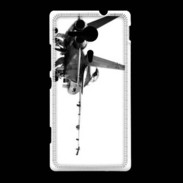 Coque Sony Xpéria SP Avion de chasse F18 en noir et blanc