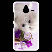 Coque Personnalisée Nokia Lumia 640XL LTE Chiot blanc et fleur violette