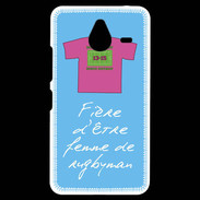 Coque Personnalisée Nokia Lumia 640XL LTE Femme de rugbyman Bonus offensif-défensif Bleu