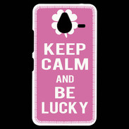 Coque Personnalisée Nokia Lumia 640XL LTE Keep Calm Be Lucky Rose
