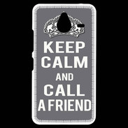 Coque Personnalisée Nokia Lumia 640XL LTE Keep Calm Call friend Gris