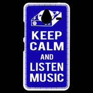 Coque Personnalisée Nokia Lumia 640XL LTE Keep Calm Listen music Bleu