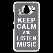 Coque Personnalisée Nokia Lumia 640XL LTE Keep Calm Listen music Gris