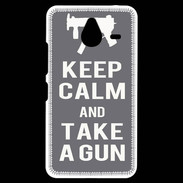 Coque Personnalisée Nokia Lumia 640XL LTE Keep Calm Take a gun Gris