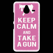 Coque Personnalisée Nokia Lumia 640XL LTE Keep Calm Take a gun Rose