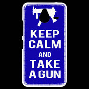 Coque Personnalisée Nokia Lumia 640XL LTE Keep Calm Take a gun Bleu