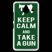 Coque Personnalisée Nokia Lumia 640XL LTE Keep Calm Take a gun Vert
