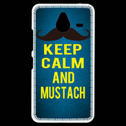 Coque Personnalisée Nokia Lumia 640XL LTE Keep Calm and Mustach Bleu
