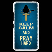 Coque Personnalisée Nokia Lumia 640XL LTE Keep Calm and Pray Christian Bleu