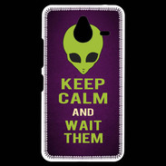 Coque Personnalisée Nokia Lumia 640XL LTE Keep Calm and Wait Alien Violet
