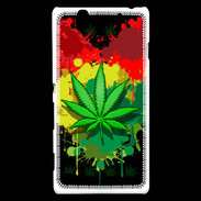 Coque Sony Xperia C4 Feuille de cannabis et cœur Rasta
