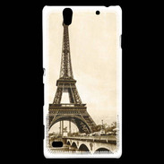 Coque Sony Xperia C4 Tour Eiffel Vintage en noir et blanc