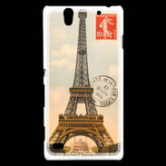 Coque Sony Xperia C4 Vintage Tour Eiffel carte postale