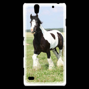 Coque Sony Xperia C4 Cheval noir et blanc 5