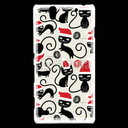 Coque Sony Xperia C4 Fond chat noir Noël