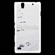 Coque Sony Xperia C4 Traces de pas d'animal dans la neige
