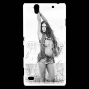 Coque Sony Xperia C4 Hippie noir et blanc