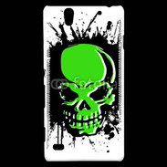 Coque Sony Xperia C4 Tête de mort en vert et noir