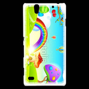 Coque Sony Xperia C4 Cartoon nature et arc en ciel