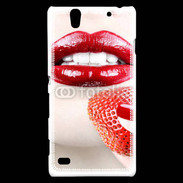 Coque Sony Xperia C4 Bouche sexy rouge à lèvre gloss rouge fraise