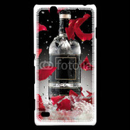 Coque Sony Xperia C4 Bouteille alcool pétales de rose glamour