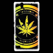 Coque Sony Xperia C4 Grunge stamp with marijuana leaf