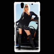 Coque Sony Xperia C4 Femme blonde sexy voiture noire