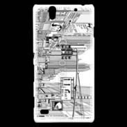 Coque Sony Xperia C4 Rue de New York en dessin noir et blanc