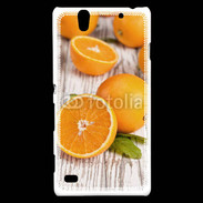 Coque Sony Xperia C4 Belles oranges sur fond en bois
