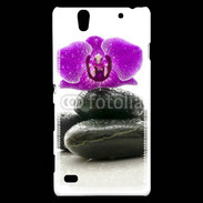 Coque Sony Xperia C4 Orchidée violette sur galet noir