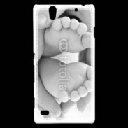 Coque Sony Xperia C4 Pieds de bébé noir et blanc